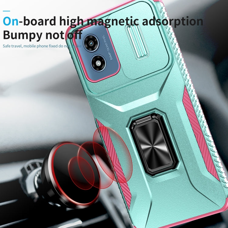 For Motorola Moto G Play 2024 Sliding Camshield Holder Phone Case(Grey Green + Pink) - Motorola Cases by PMC Jewellery | Online Shopping South Africa | PMC Jewellery | Buy Now Pay Later Mobicred