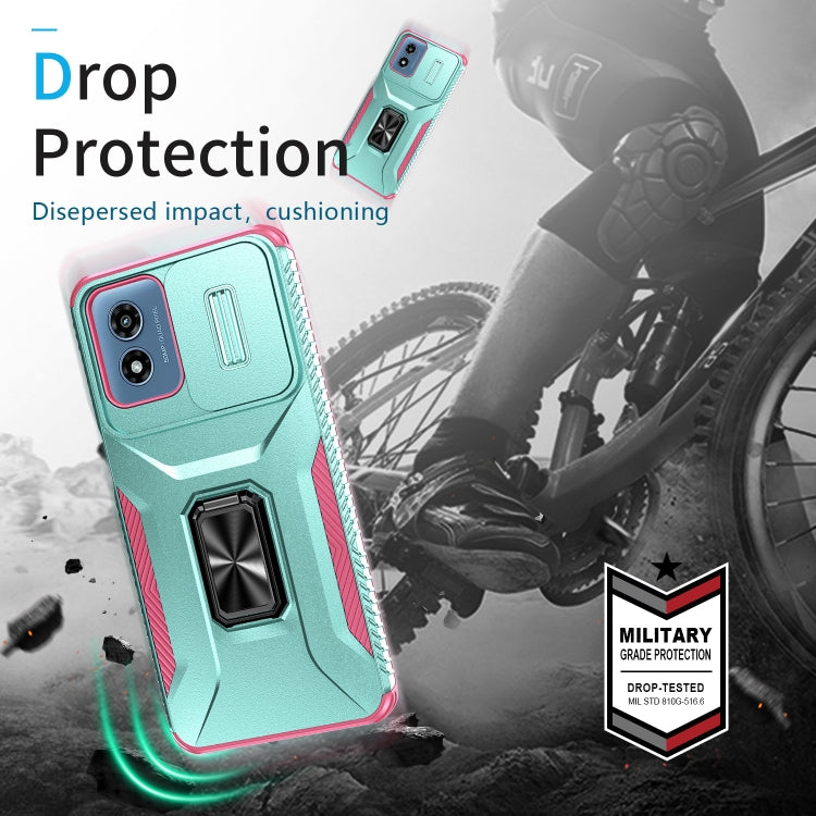 For Motorola Moto G Play 2024 Sliding Camshield Holder Phone Case(Grey Green + Pink) - Motorola Cases by PMC Jewellery | Online Shopping South Africa | PMC Jewellery | Buy Now Pay Later Mobicred