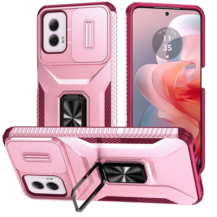 For Motorola Moto G Power 2024 Sliding Camshield Holder Phone Case(Pink + Rose Red) - Motorola Cases by PMC Jewellery | Online Shopping South Africa | PMC Jewellery | Buy Now Pay Later Mobicred