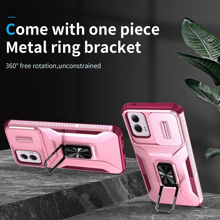 For Motorola Moto G Power 2024 Sliding Camshield Holder Phone Case(Pink + Rose Red) - Motorola Cases by PMC Jewellery | Online Shopping South Africa | PMC Jewellery | Buy Now Pay Later Mobicred