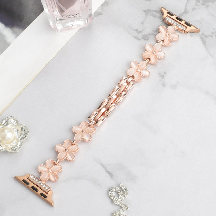 For Apple Watch Ultra 2 49mm 5-petaled Flower Zinc Alloy Chain Watch Band(Rose Gold) - Watch Bands by PMC TechLife | Online Shopping South Africa | PMC TechLife