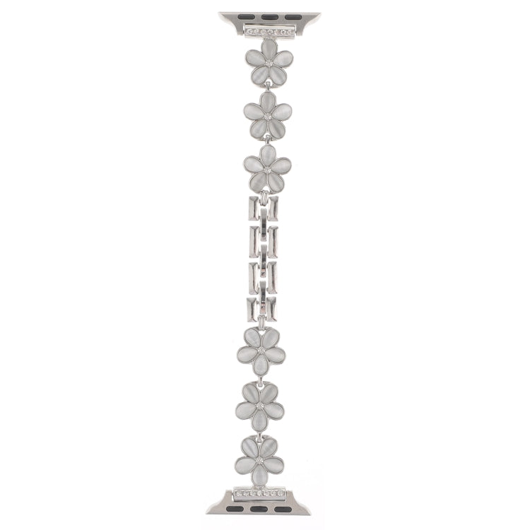 For Apple Watch Ultra 2 49mm 5-petaled Flower Zinc Alloy Chain Watch Band(Silver) - Watch Bands by PMC TechLife | Online Shopping South Africa | PMC TechLife