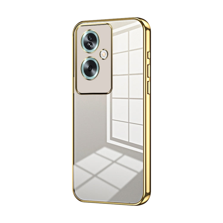 For OPPO A79 5G / A2 Transparent Plating Fine Hole Phone Case(Gold) - OPPO Cases by PMC TechLife | Online Shopping South Africa | PMC TechLife | Buy Now Pay Later Mobicred