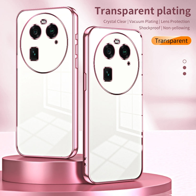 For OPPO Find X6 Transparent Plating Fine Hole Phone Case(Pink) - OPPO Cases by PMC TechLife | Online Shopping South Africa | PMC TechLife | Buy Now Pay Later Mobicred