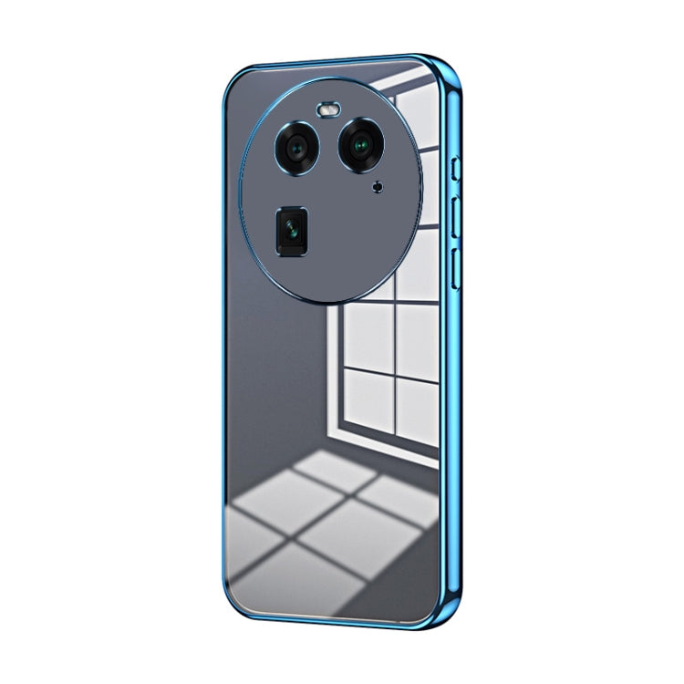 For OPPO Find X6 Transparent Plating Fine Hole Phone Case(Blue) - OPPO Cases by PMC TechLife | Online Shopping South Africa | PMC TechLife | Buy Now Pay Later Mobicred