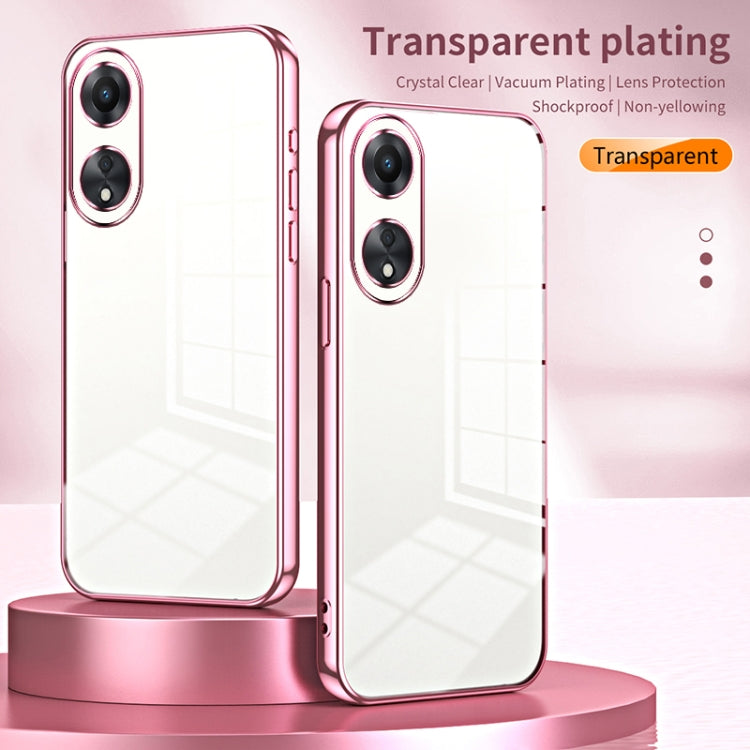 For OPPO A58 5G / A58x 5G Transparent Plating Fine Hole Phone Case(Pink) - OPPO Cases by PMC TechLife | Online Shopping South Africa | PMC TechLife | Buy Now Pay Later Mobicred