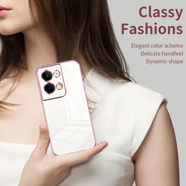 For OPPO Reno9 / Reno9 Pro Transparent Plating Fine Hole Phone Case(Purple) - OPPO Cases by PMC TechLife | Online Shopping South Africa | PMC TechLife | Buy Now Pay Later Mobicred