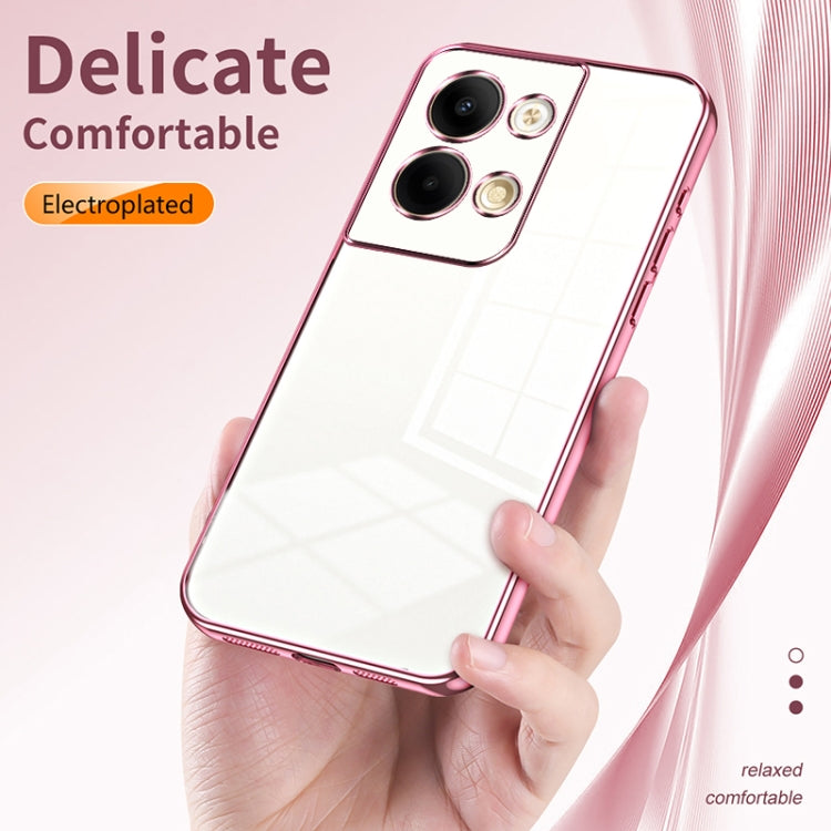 For OPPO Reno9 / Reno9 Pro Transparent Plating Fine Hole Phone Case(Pink) - OPPO Cases by PMC TechLife | Online Shopping South Africa | PMC TechLife | Buy Now Pay Later Mobicred