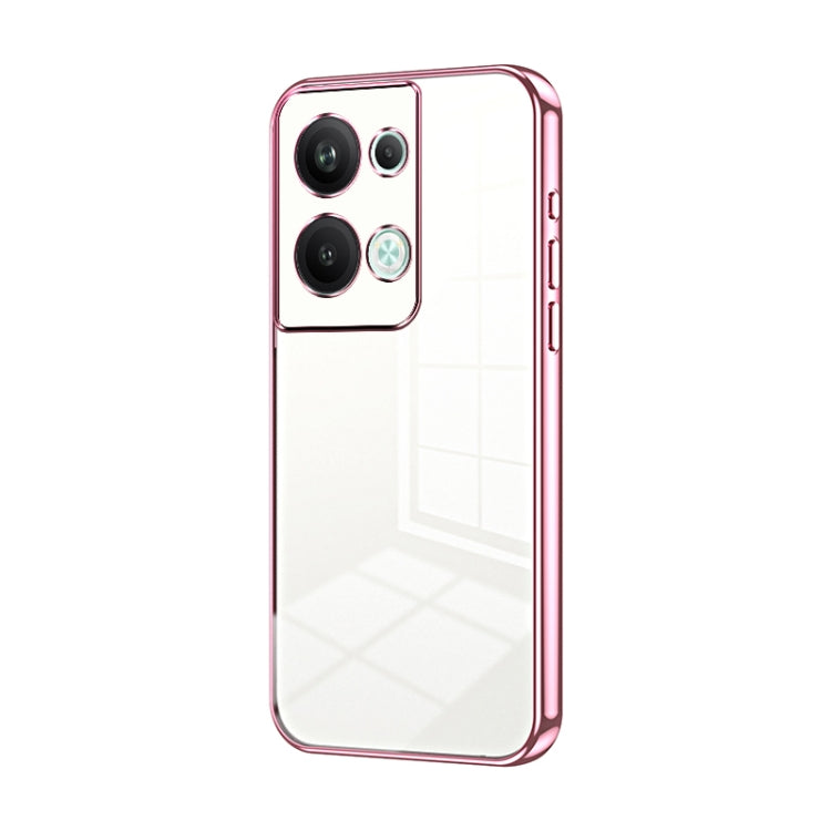 For OPPO Reno9 Pro+ Transparent Plating Fine Hole Phone Case(Pink) - OPPO Cases by PMC TechLife | Online Shopping South Africa | PMC TechLife | Buy Now Pay Later Mobicred