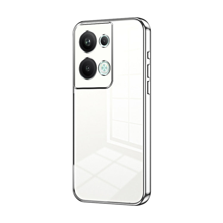 For OPPO Reno9 Pro+ Transparent Plating Fine Hole Phone Case(Silver) - OPPO Cases by PMC TechLife | Online Shopping South Africa | PMC TechLife | Buy Now Pay Later Mobicred