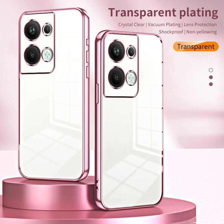 For OPPO Reno9 Pro+ Transparent Plating Fine Hole Phone Case(Silver) - OPPO Cases by PMC TechLife | Online Shopping South Africa | PMC TechLife | Buy Now Pay Later Mobicred