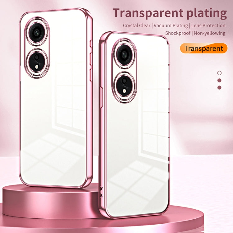 For OPPO A1 Pro Transparent Plating Fine Hole Phone Case(Purple) - OPPO Cases by PMC TechLife | Online Shopping South Africa | PMC TechLife | Buy Now Pay Later Mobicred