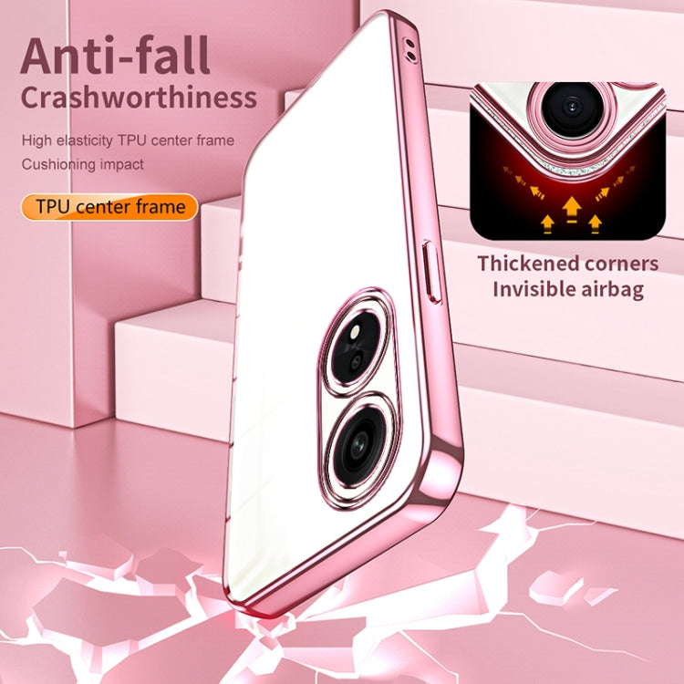 For OPPO A1 Pro Transparent Plating Fine Hole Phone Case(Purple) - OPPO Cases by PMC TechLife | Online Shopping South Africa | PMC TechLife | Buy Now Pay Later Mobicred