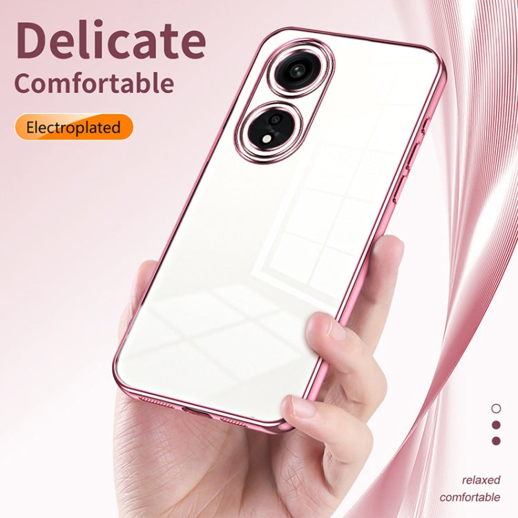 For OPPO A1 Pro Transparent Plating Fine Hole Phone Case(Pink) - OPPO Cases by PMC TechLife | Online Shopping South Africa | PMC TechLife | Buy Now Pay Later Mobicred