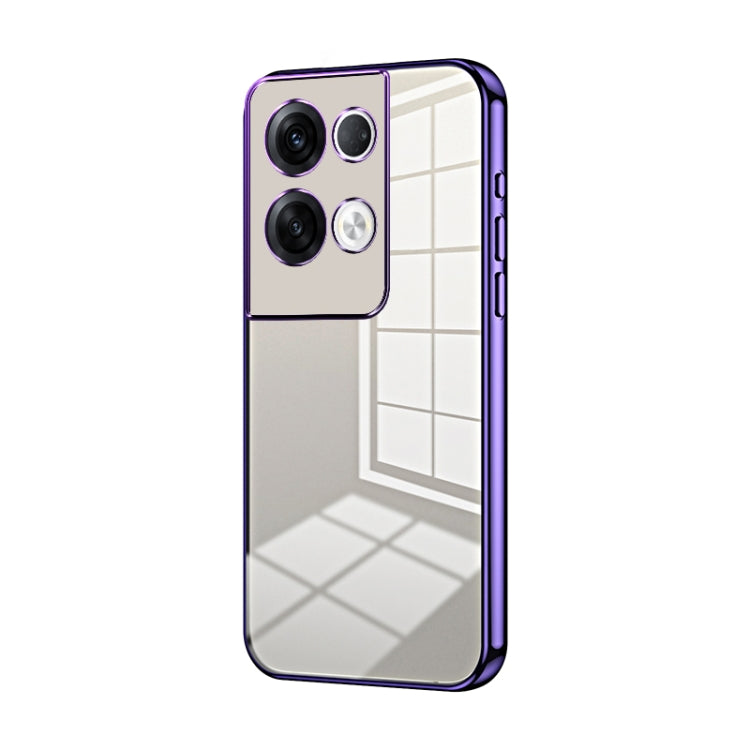 For OPPO Reno8 Pro+ Transparent Plating Fine Hole Phone Case(Purple) - OPPO Cases by PMC TechLife | Online Shopping South Africa | PMC TechLife | Buy Now Pay Later Mobicred