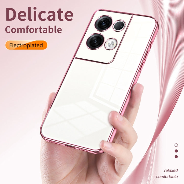 For OPPO Reno8 Pro+ Transparent Plating Fine Hole Phone Case(Purple) - OPPO Cases by PMC TechLife | Online Shopping South Africa | PMC TechLife | Buy Now Pay Later Mobicred