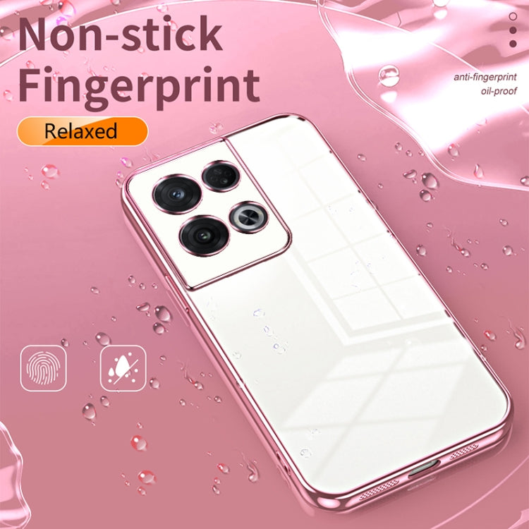 For OPPO Reno8 Pro Transparent Plating Fine Hole Phone Case(Silver) - OPPO Cases by PMC TechLife | Online Shopping South Africa | PMC TechLife | Buy Now Pay Later Mobicred