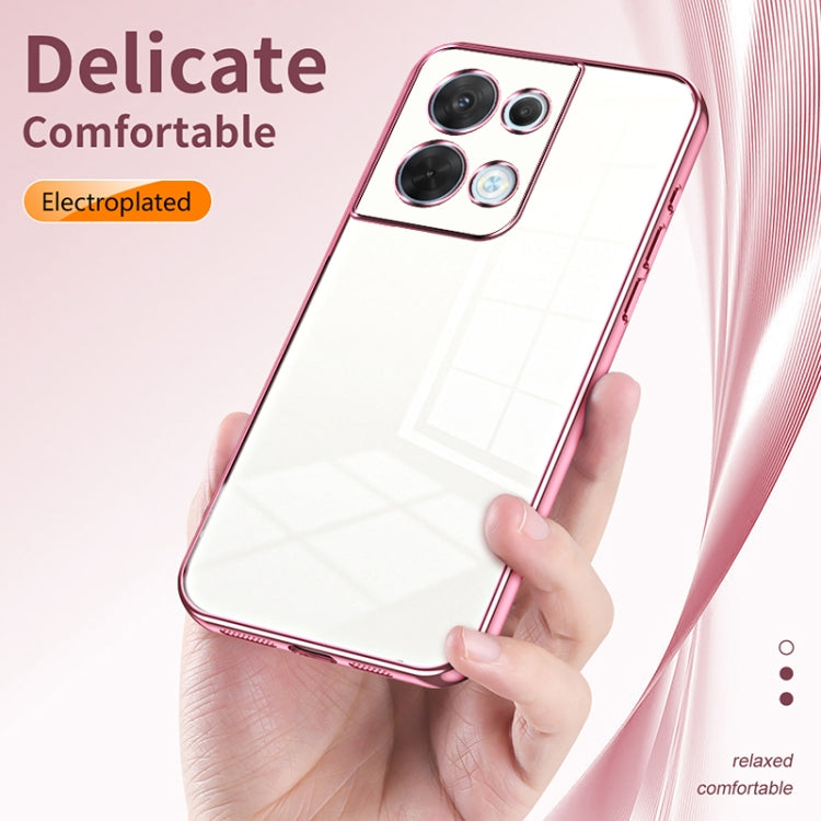 For OPPO Reno8 Transparent Plating Fine Hole Phone Case(Silver) - OPPO Cases by PMC TechLife | Online Shopping South Africa | PMC TechLife | Buy Now Pay Later Mobicred