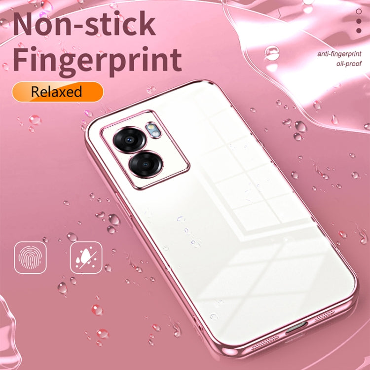 For OPPO A57 5G Transparent Plating Fine Hole Phone Case(Silver) - OPPO Cases by PMC TechLife | Online Shopping South Africa | PMC TechLife | Buy Now Pay Later Mobicred