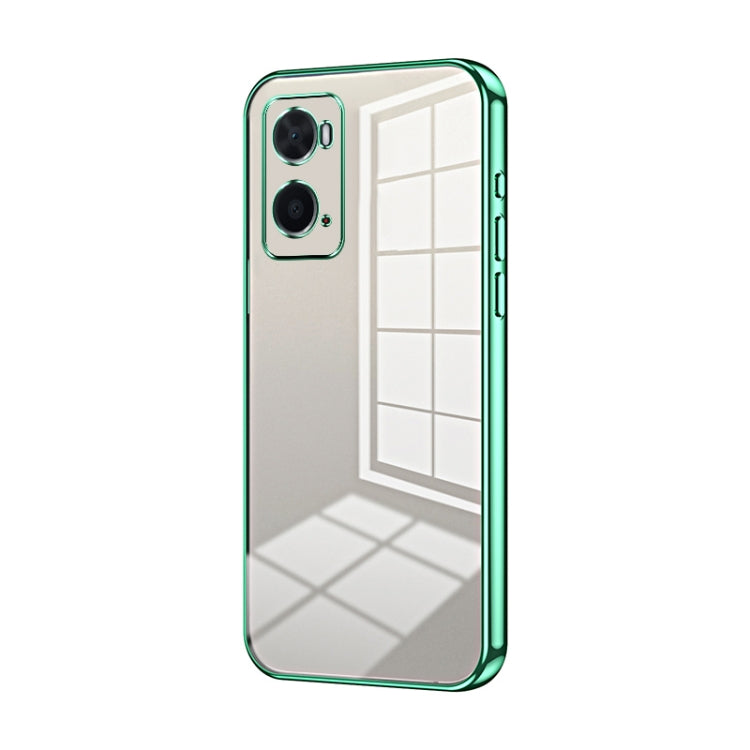 For OPPO A36 / A76 / A96 4G Global Transparent Plating Fine Hole Phone Case(Green) - OPPO Cases by PMC TechLife | Online Shopping South Africa | PMC TechLife | Buy Now Pay Later Mobicred
