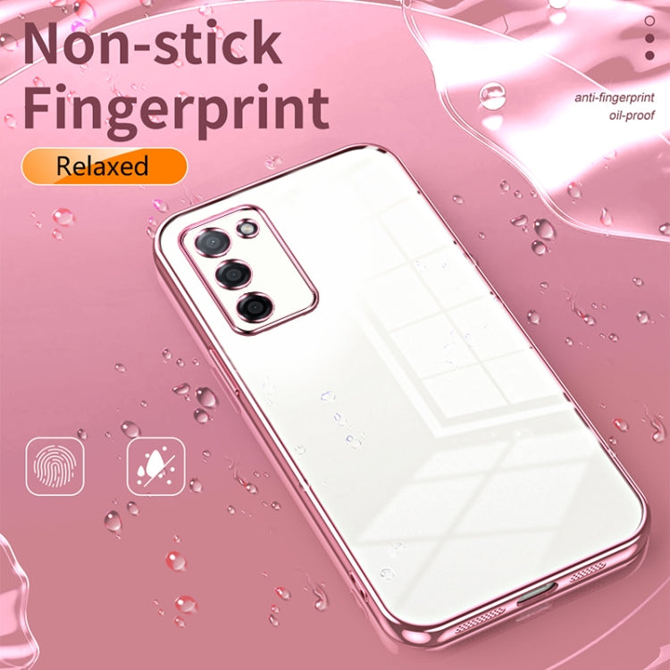 For OPPO A55 5G / A56 / A53s 5G Transparent Plating Fine Hole Phone Case(Transparent) - OPPO Cases by PMC TechLife | Online Shopping South Africa | PMC TechLife | Buy Now Pay Later Mobicred