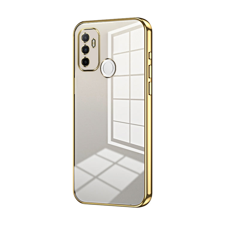 For OPPO A53 2020 / A32 / A11s  Transparent Plating Fine Hole Phone Case(Gold) - OPPO Cases by PMC TechLife | Online Shopping South Africa | PMC TechLife | Buy Now Pay Later Mobicred