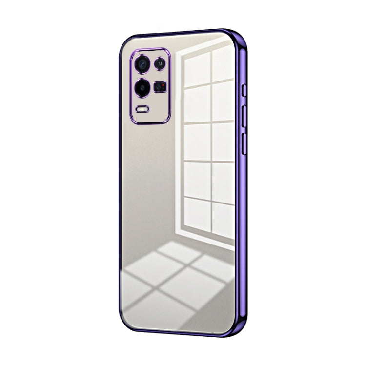 For OPPO K9x Transparent Plating Fine Hole Phone Case(Purple) - OPPO Cases by PMC TechLife | Online Shopping South Africa | PMC TechLife | Buy Now Pay Later Mobicred