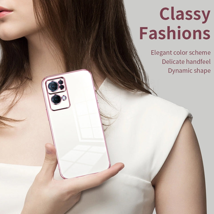 For OPPO Reno7 Pro Transparent Plating Fine Hole Phone Case(Blue) - OPPO Cases by PMC TechLife | Online Shopping South Africa | PMC TechLife | Buy Now Pay Later Mobicred