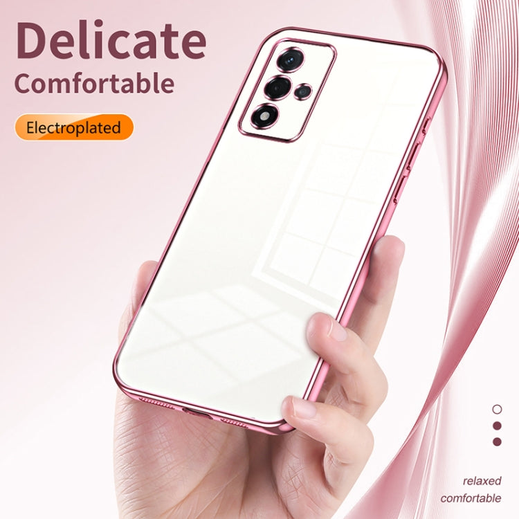 For OPPO A93s 5G Transparent Plating Fine Hole Phone Case(Pink) - OPPO Cases by PMC TechLife | Online Shopping South Africa | PMC TechLife | Buy Now Pay Later Mobicred