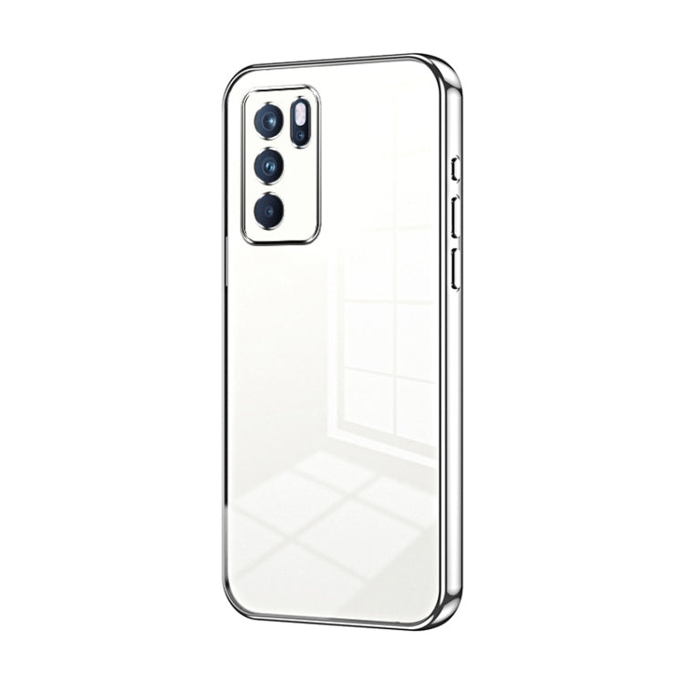 For OPPO Reno6 Pro Indian  Transparent Plating Fine Hole Phone Case(Silver) - OPPO Cases by PMC TechLife | Online Shopping South Africa | PMC TechLife | Buy Now Pay Later Mobicred