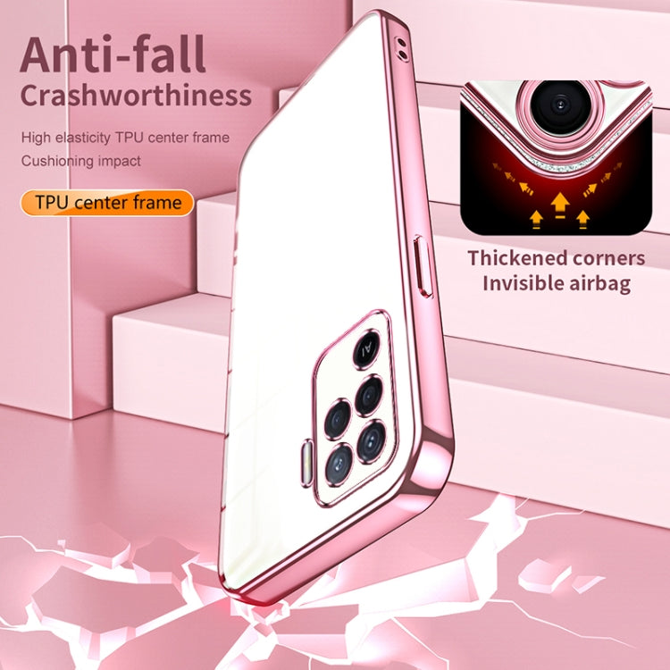 For OPPO A94 4G Transparent Plating Fine Hole Phone Case(Pink) - OPPO Cases by PMC TechLife | Online Shopping South Africa | PMC TechLife | Buy Now Pay Later Mobicred