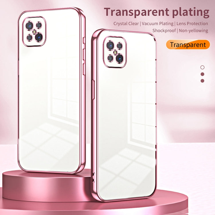 For OPPO A92s / Reno4 Z 5G Transparent Plating Fine Hole Phone Case(Pink) - OPPO Cases by PMC TechLife | Online Shopping South Africa | PMC TechLife | Buy Now Pay Later Mobicred
