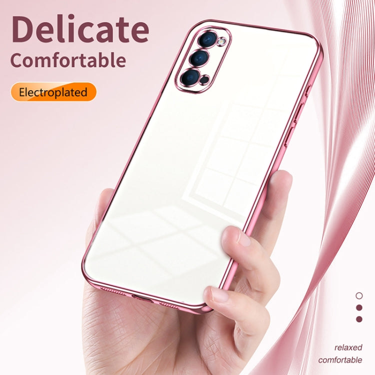 For OPPO Reno4 Transparent Plating Fine Hole Phone Case(Transparent) - OPPO Cases by PMC TechLife | Online Shopping South Africa | PMC TechLife | Buy Now Pay Later Mobicred