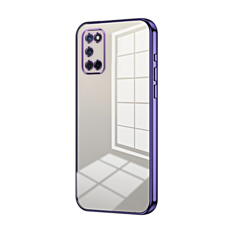 For OPPO A52 / A72 / A92 Transparent Plating Fine Hole Phone Case(Purple) - OPPO Cases by PMC TechLife | Online Shopping South Africa | PMC TechLife | Buy Now Pay Later Mobicred