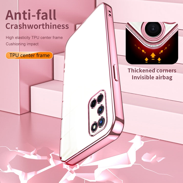 For OPPO A52 / A72 / A92 Transparent Plating Fine Hole Phone Case(Pink) - OPPO Cases by PMC TechLife | Online Shopping South Africa | PMC TechLife | Buy Now Pay Later Mobicred