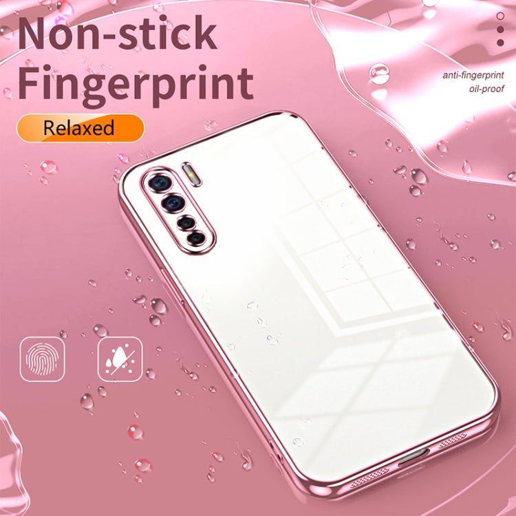 For OPPO Reno3 4G / F15 / A91 Transparent Plating Fine Hole Phone Case(Purple) - OPPO Cases by PMC TechLife | Online Shopping South Africa | PMC TechLife | Buy Now Pay Later Mobicred