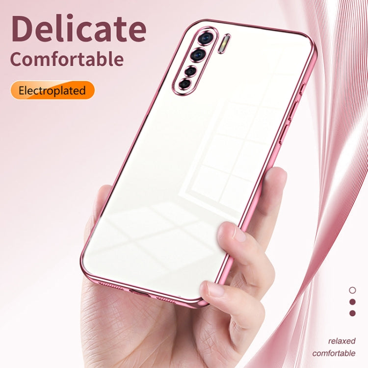 For OPPO Reno3 4G / F15 / A91 Transparent Plating Fine Hole Phone Case(Black) - OPPO Cases by PMC TechLife | Online Shopping South Africa | PMC TechLife | Buy Now Pay Later Mobicred