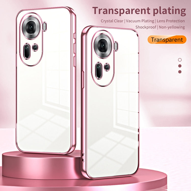 For OPPO Reno11 Global Transparent Plating Fine Hole Phone Case(Pink) - free shipping - PMC TechLife - Order now!