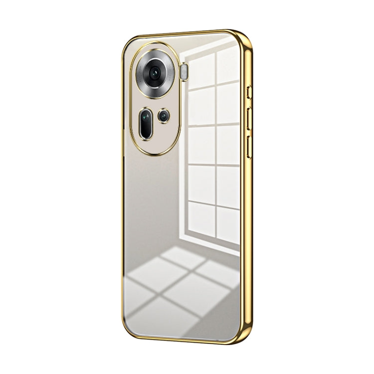 For OPPO Reno11 Global Transparent Plating Fine Hole Phone Case(Gold) - Reno11 Cases by PMC TechLife | Online Shopping South Africa | PMC TechLife | Buy Now Pay Later Mobicred