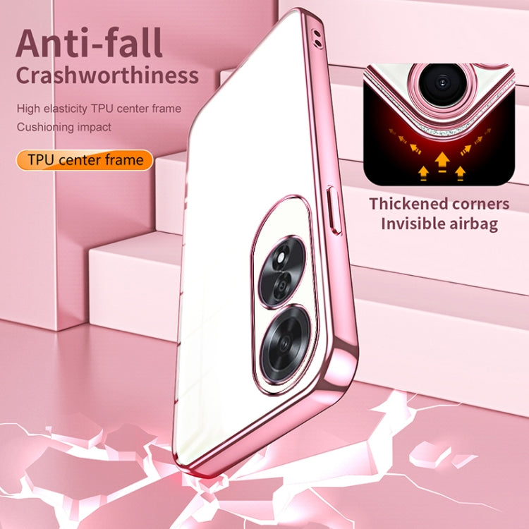 For OPPO A60 Transparent Plating Fine Hole Phone Case(Pink) - OPPO Cases by PMC TechLife | Online Shopping South Africa | PMC TechLife | Buy Now Pay Later Mobicred