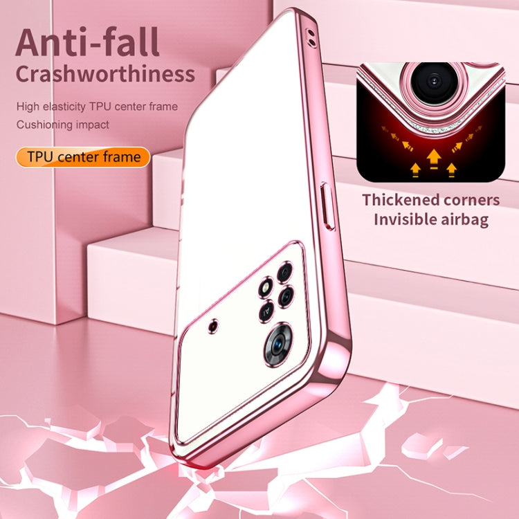 For Xiaomi Poco X4 Pro 5G Transparent Plating Fine Hole Phone Case(Blue) - Xiaomi Cases by PMC TechLife | Online Shopping South Africa | PMC TechLife