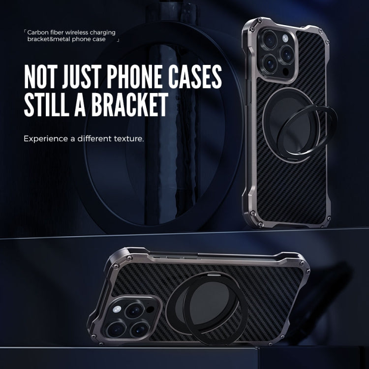 For iPhone 13 Pro R-JUST RJ51-1 Hollow Rotating Holder MagSafe Magnetic Metal Phone Case(Silver Grey) - iPhone 13 Pro Cases by R-JUST | Online Shopping South Africa | PMC TechLife | Buy Now Pay Later Mobicred