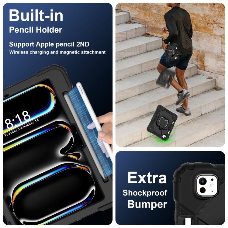 For iPad Pro 11 2024 Contrast Color Robot Silicone Hybrid PC Tablet Case(Black) - iPad Pro 11 2024 Cases by PMC TechLife | Online Shopping South Africa | PMC TechLife | Buy Now Pay Later Mobicred