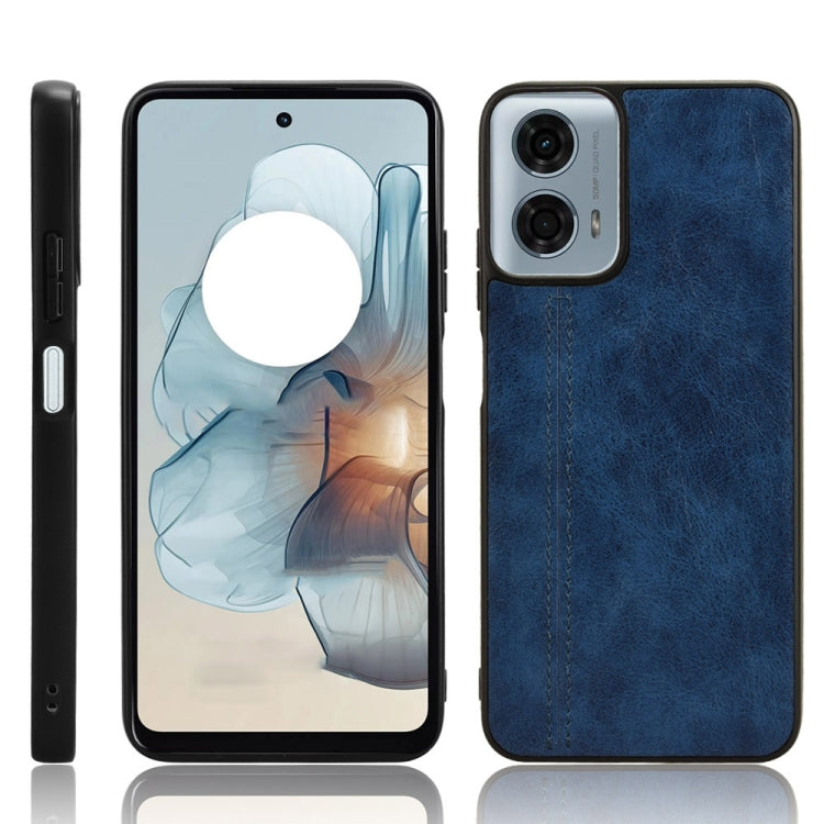 For Motorola Moto G 5G 2024 / G Play 5G 2024 Cow Pattern Sewing Back Cover Phone Case(Blue) - Motorola Cases by PMC Jewellery | Online Shopping South Africa | PMC Jewellery | Buy Now Pay Later Mobicred
