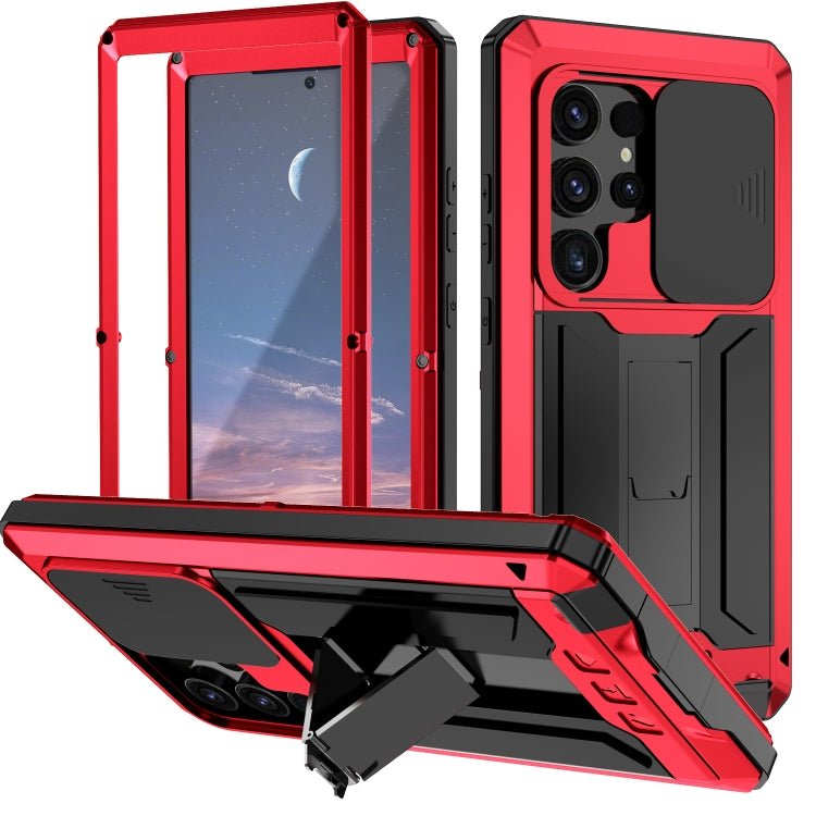 For Samsung Galaxy S24 Ultra 5G R-JUST Sliding Camera Life Waterproof Holder Phone Case(Red) - free shipping - PMC TechLife - Order now!