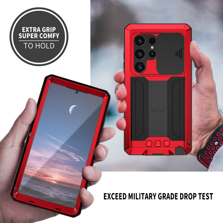 For Samsung Galaxy S24 Ultra 5G R-JUST Sliding Camera Life Waterproof Holder Phone Case(Red) - free shipping - PMC TechLife - Order now!
