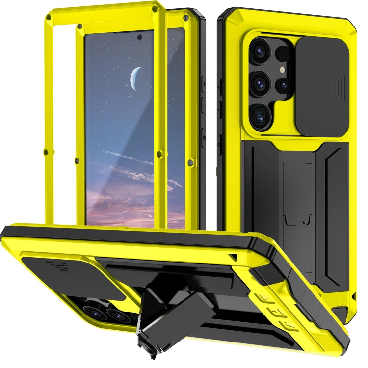 For Samsung Galaxy S24 Ultra 5G R-JUST Sliding Camera Life Waterproof Holder Phone Case(Yellow) - Galaxy S24 Ultra 5G Cases by R-JUST | Online Shopping South Africa | PMC TechLife | Buy Now Pay Later Mobicred