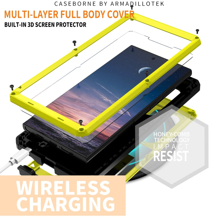 For Samsung Galaxy S24 Ultra 5G R-JUST Sliding Camera Life Waterproof Holder Phone Case(Yellow) - Galaxy S24 Ultra 5G Cases by R-JUST | Online Shopping South Africa | PMC TechLife | Buy Now Pay Later Mobicred