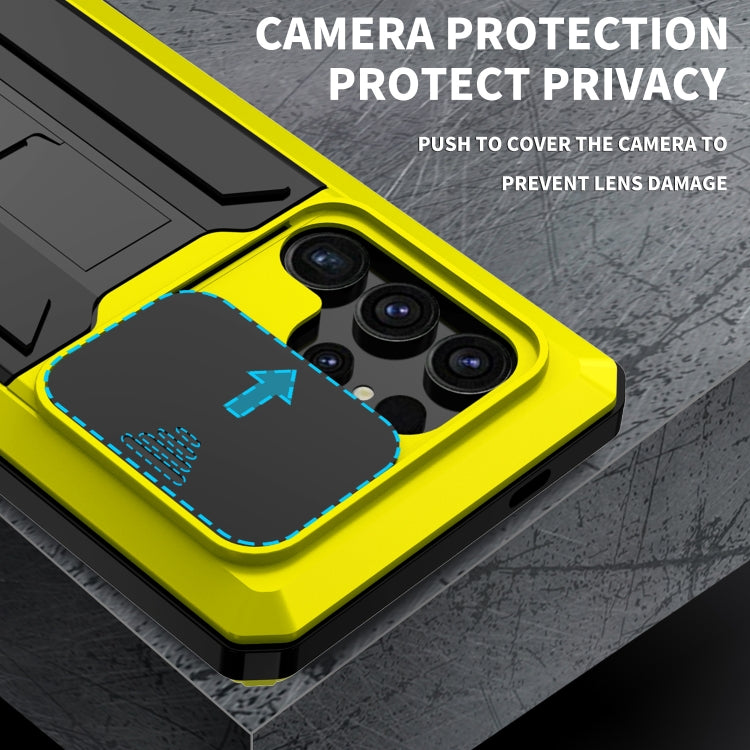 For Samsung Galaxy S24 Ultra 5G R-JUST Sliding Camera Life Waterproof Holder Phone Case(Yellow) - Galaxy S24 Ultra 5G Cases by R-JUST | Online Shopping South Africa | PMC TechLife | Buy Now Pay Later Mobicred