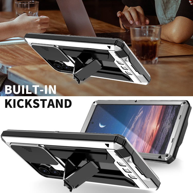 For Samsung Galaxy S24 Ultra 5G R-JUST Sliding Camera Life Waterproof Holder Phone Case(Silver) - Galaxy S24 Ultra 5G Cases by R-JUST | Online Shopping South Africa | PMC TechLife | Buy Now Pay Later Mobicred